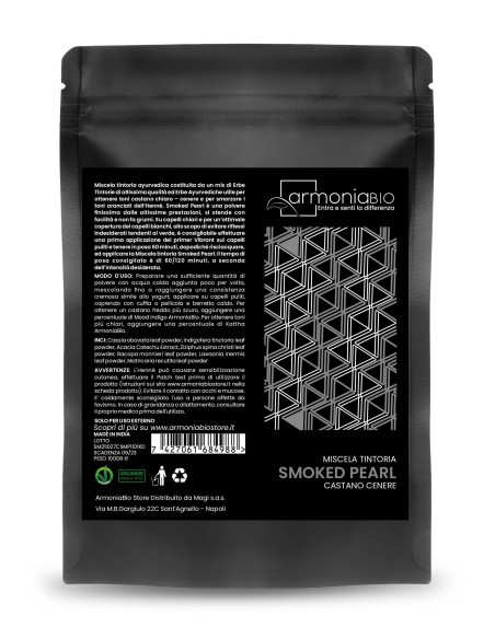 Smoked Pearl ArmoniaBio – Miscela tintoria castano chiaro cenere 100% vegetale